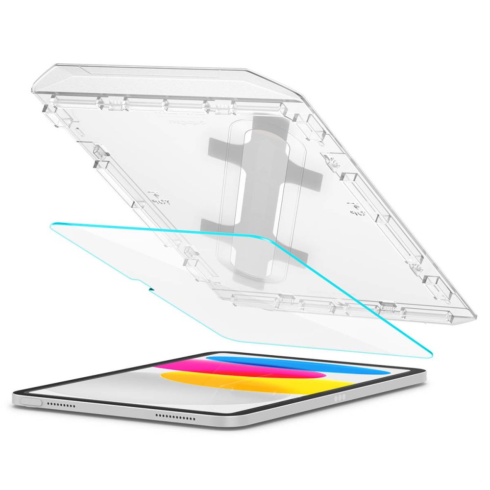 Spigen GlastR EZ FIT képernyővédő fólia Apple iPad (2025) / (2022) készülékhez, edzett üveg, teljes ragasztó AGL05554