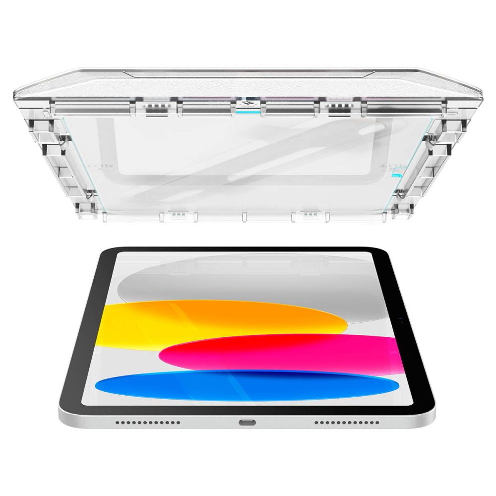 Spigen GlastR EZ FIT képernyővédő fólia Apple iPad (2025) / (2022) készülékhez, edzett üveg, teljes ragasztó AGL05554