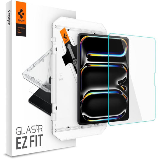 Spigen GlastR EZ FIT védőfólia Apple iPad Pro 13 (2024) készülékhez, Edzett üveg, Teljes ragasztás AGL07793