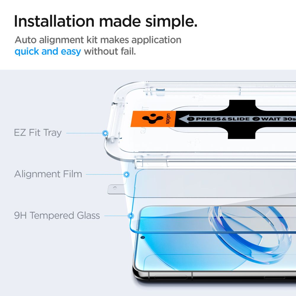 Spigen GlastR EZ FIT Screen Protector for Samsung Galaxy S23 S911, Tempered Glass, Full Glue, Set of 2 pieces AGL05958