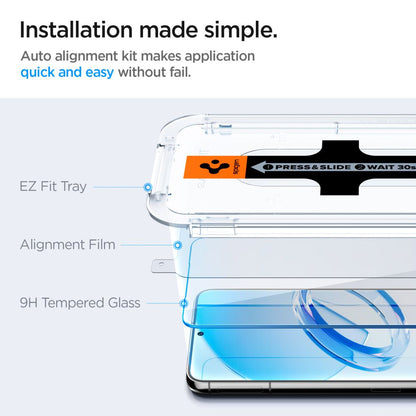 Spigen GlastR EZ FIT Screen Protector for Samsung Galaxy S23 S911, Tempered Glass, Full Glue, Set of 2 pieces AGL05958