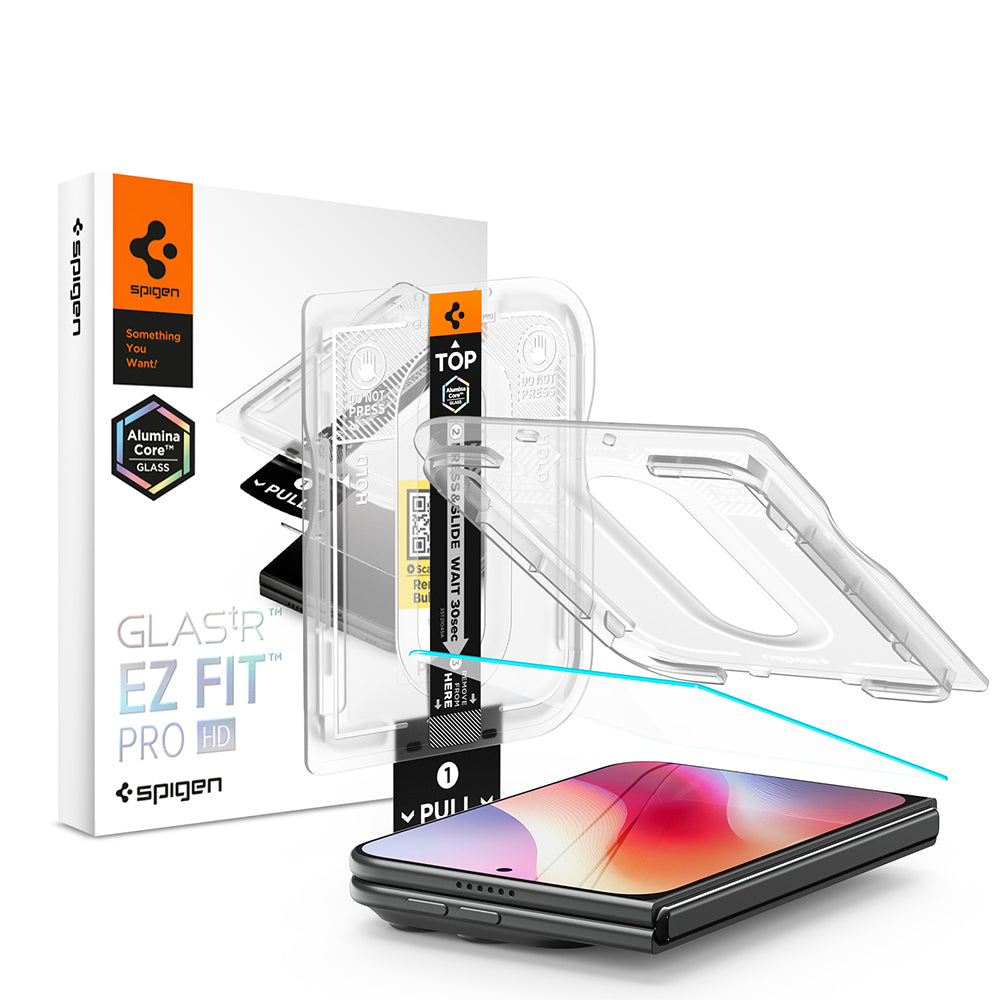 Spigen GlastR EZ FIT Pro HD képernyővédő fólia Apple iPhone Duo számára, edzett üveg, teljes ragasztó AGL12014
