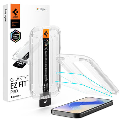 Spigen GlastR EZ FIT Pro HD védőfólia Google Pixel 10a készülékhez, Edzett üveg, Teljes ragasztás, 2 darabos készlet AGL11364