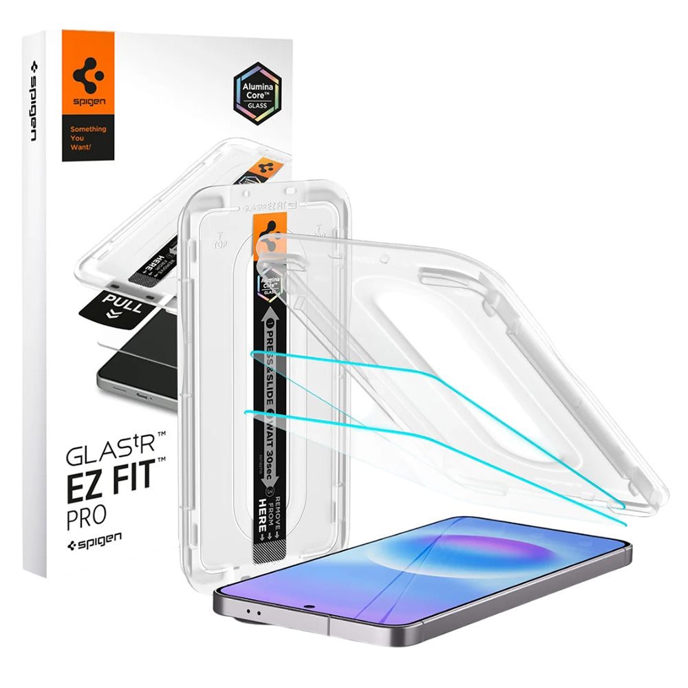 Spigen GlastR EZ FIT Pro HD védőfólia Samsung Galaxy A57 5G-hez, Edzett üveg, Teljes ragasztás, 2 darabos készlet AGL11397