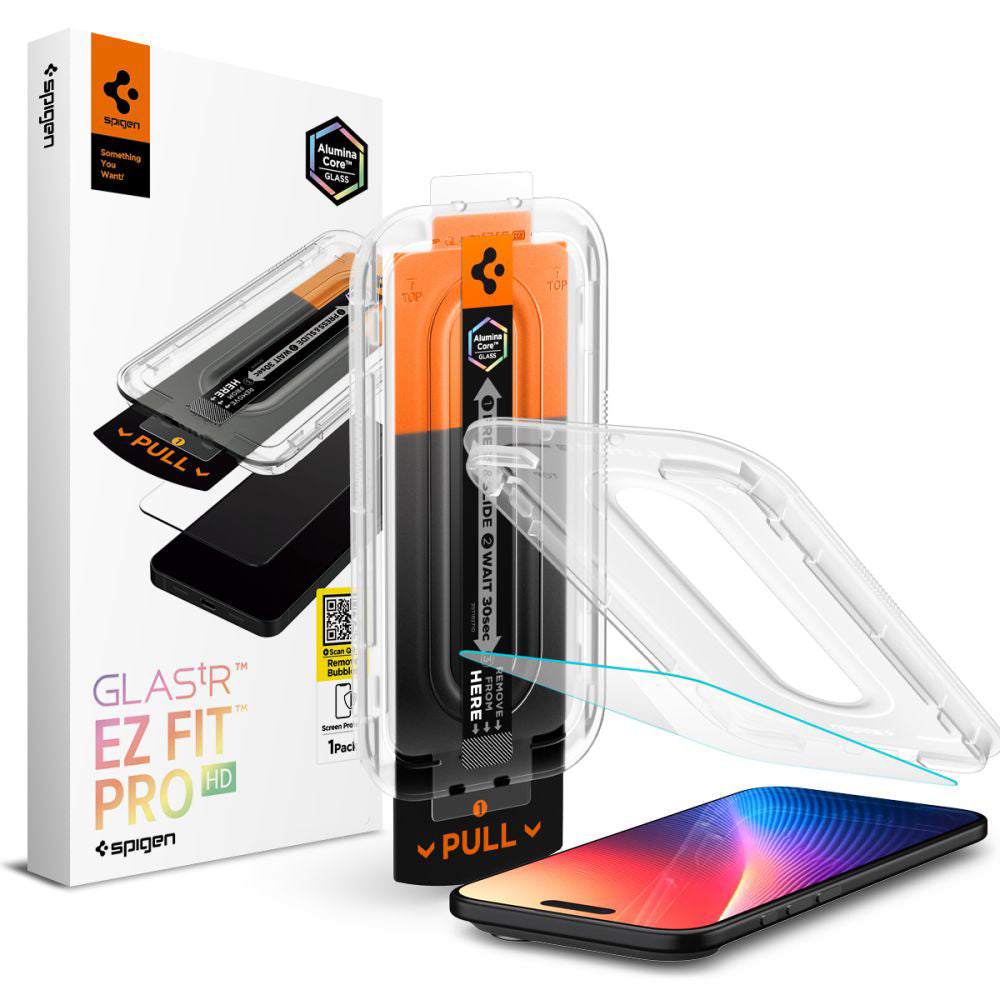 Spigen GlastR EZ FIT Pro védőfólia Apple iPhone 17 Air készülékhez, Edzett üveg, Teljes ragasztás