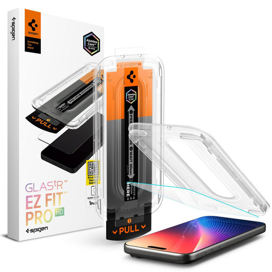 Spigen GlastR EZ FIT Pro védőfólia Apple iPhone 17 Pro Max / 16 Pro Max készülékhez, Edzett üveg, Teljes ragasztás