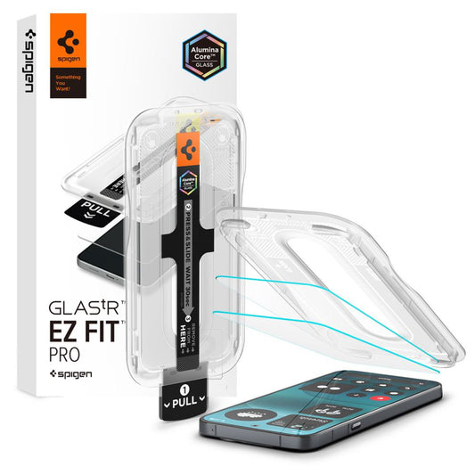Spigen GlastR EZ FIT Pro képernyővédő fólia Nothing Phone (4a) Pro készülékhez, Edzett üveg, Teljes ragasztó, 2 darabos készlet AGL11681
