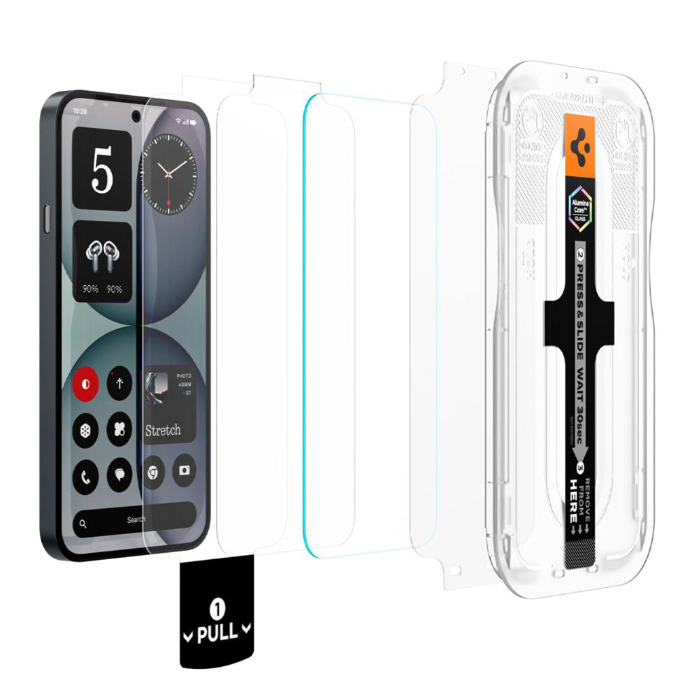 Spigen GlastR EZ FIT Pro képernyővédő fólia Nothing Phone (4a) készülékhez, edzett üveg, teljes ragasztó, 2 darabos készlet AGL11682