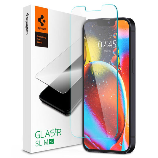 Spigen GlastR Slim képernyővédő fólia Apple iPhone 14 Plus / 13 Pro Max készülékhez, Edzett üveg, Teljes ragasztás AGL03382