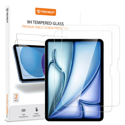 Techsuit ArmorGlass CrystalHD képernyővédő fólia Apple iPad Air 11 (2025) / Air 11 (2024) készülékekhez, Edzett üveg, Teljes ragasztás, 2 darabos készlet