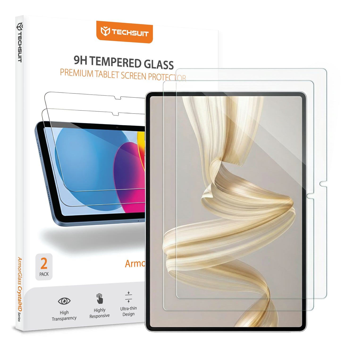 Techsuit ArmorGlass CrystalHD képernyővédő fólia Huawei MatePad Pro 12.2 (2025) készülékhez, Edzett üveg, Teljes ragasztás, 2 darabos készlet