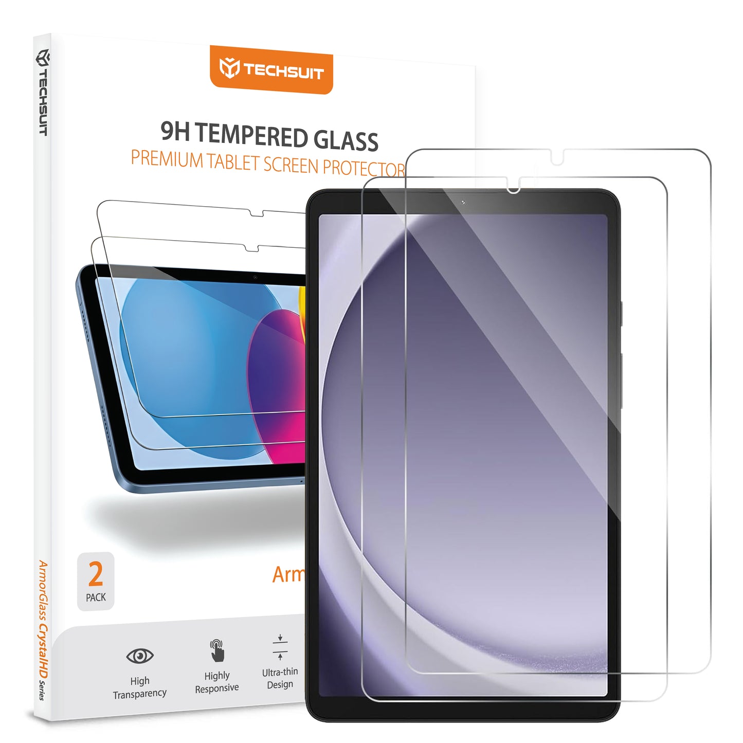 Techsuit ArmorGlass CrystalHD képernyővédő fólia Samsung Galaxy Tab A11 / Tab A9 készülékhez, Edzett üveg, Teljes ragasztás, 2 darabos készlet
