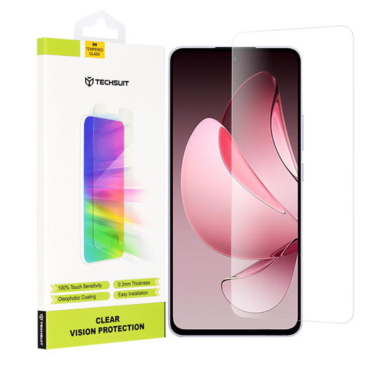 Techsuit Clear Vision képernyővédő fólia Oppo Reno13 FS 5G / Reno13 F 4G / Reno13 F készülékekhez, edzett üveg, teljes ragasztóval
