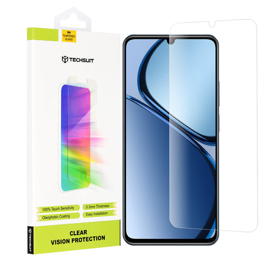 Techsuit Clear Vision védőfólia Realme C63 / C61 készülékhez, Edzett üveg, Teljes ragasztás, Átlátszó