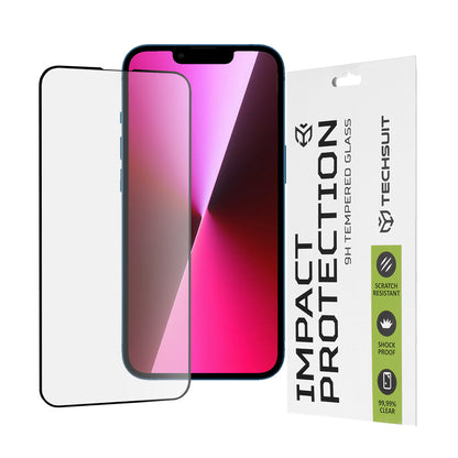 Techsuit M2 képernyővédő fólia Apple iPhone 17e / 16e / 14 / 13 Pro készülékekhez, edzett üveg, teljes ragasztó, 111D, fekete