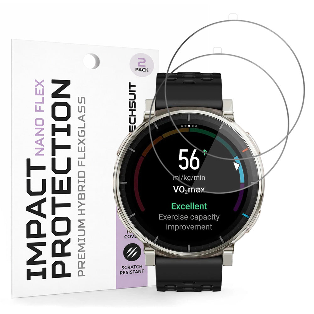 Techsuit Nano Flex védőfólia Amazfit Active 3 Premium készülékhez, Műanyag, 2 darabos készlet, Fekete