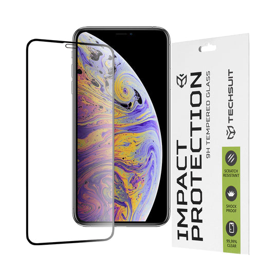 Techsuit képernyővédő fólia Apple iPhone 11 Pro Max / XS Max készülékhez, edzett üveg, teljes ragasztó, 111D, fekete