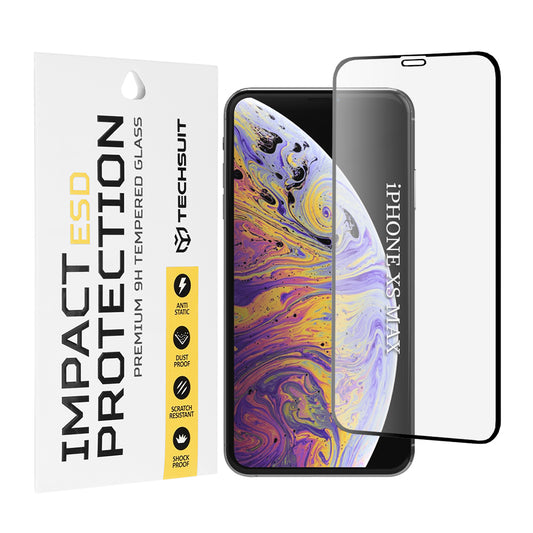 Techsuit képernyővédő fólia Apple iPhone 11 Pro Max / XS Max készülékhez, edzett üveg, teljes ragasztó, fekete