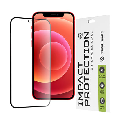 Techsuit képernyővédő fólia Apple iPhone 12 mini-hez, edzett üveg, teljes ragasztó, 111D, fekete