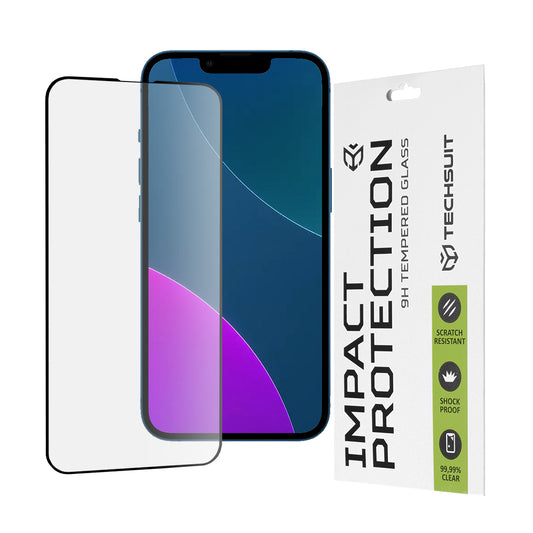 Techsuit képernyővédő fólia Apple iPhone 13 mini-hez, Edzett üveg, Teljes ragasztó, 111D, Fekete