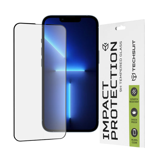 Techsuit képernyővédő fólia Apple iPhone 14 Plus / 13 Pro Max készülékhez, edzett üveg, teljes ragasztó, 111D, fekete