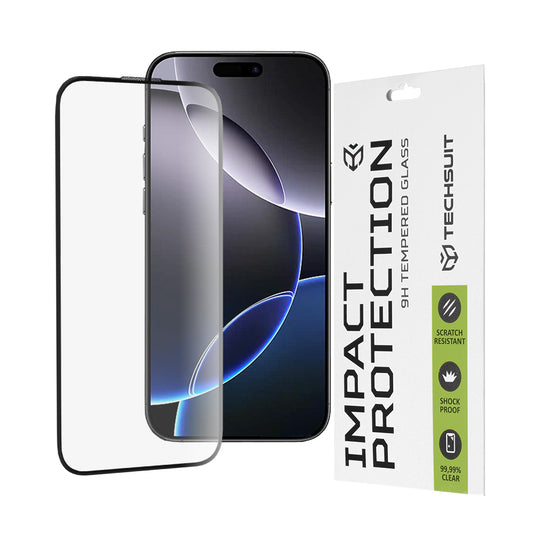 Techsuit képernyővédő fólia Apple iPhone 16 Pro Max készülékhez, edzett üveg, teljes ragasztó, 111D, fekete
