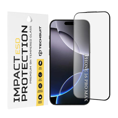 Techsuit képernyővédő fólia Apple iPhone 16 Pro Max készülékhez, edzett üveg, teljes ragasztó, fekete
