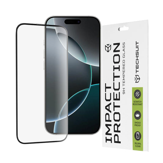 Techsuit képernyővédő fólia Apple iPhone 16 Pro-hoz, edzett üveg, teljes ragasztó, 111D, fekete