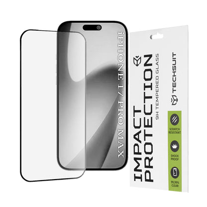 Techsuit képernyővédő fólia Apple iPhone 17 Pro Max-hoz, Edzett üveg, Teljes ragasztás, 111D, Fekete