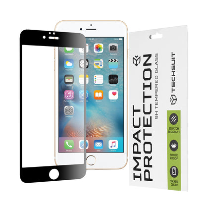 Techsuit képernyővédő fólia Apple iPhone 6s Plus / 6 Plus készülékhez, edzett üveg, teljes ragasztó, 111D, fekete