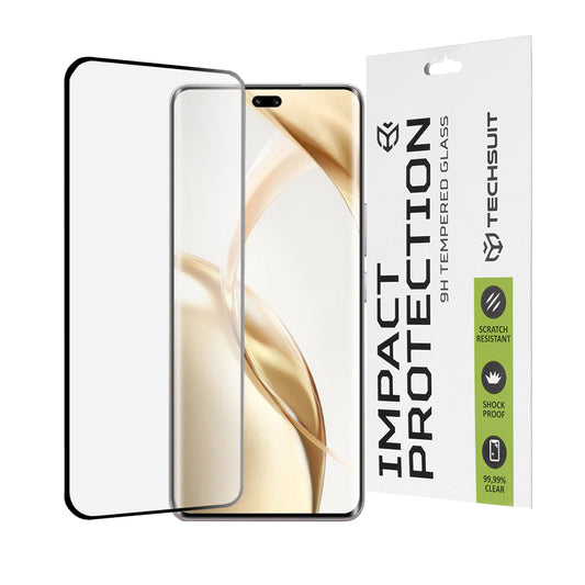 Techsuit képernyővédő fólia Honor 200 Pro-hoz, edzett üveg, teljes ragasztó, 111D, fekete