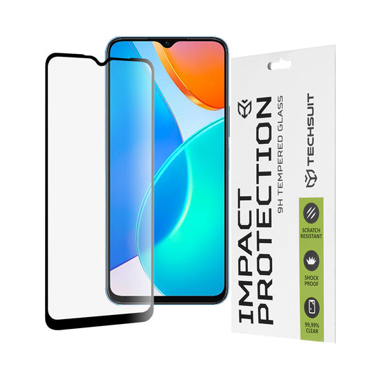 Techsuit képernyővédő fólia Honor 70 Lite / X6 / X8 5G készülékekhez, edzett üveg, teljes ragasztó, 111D, fekete