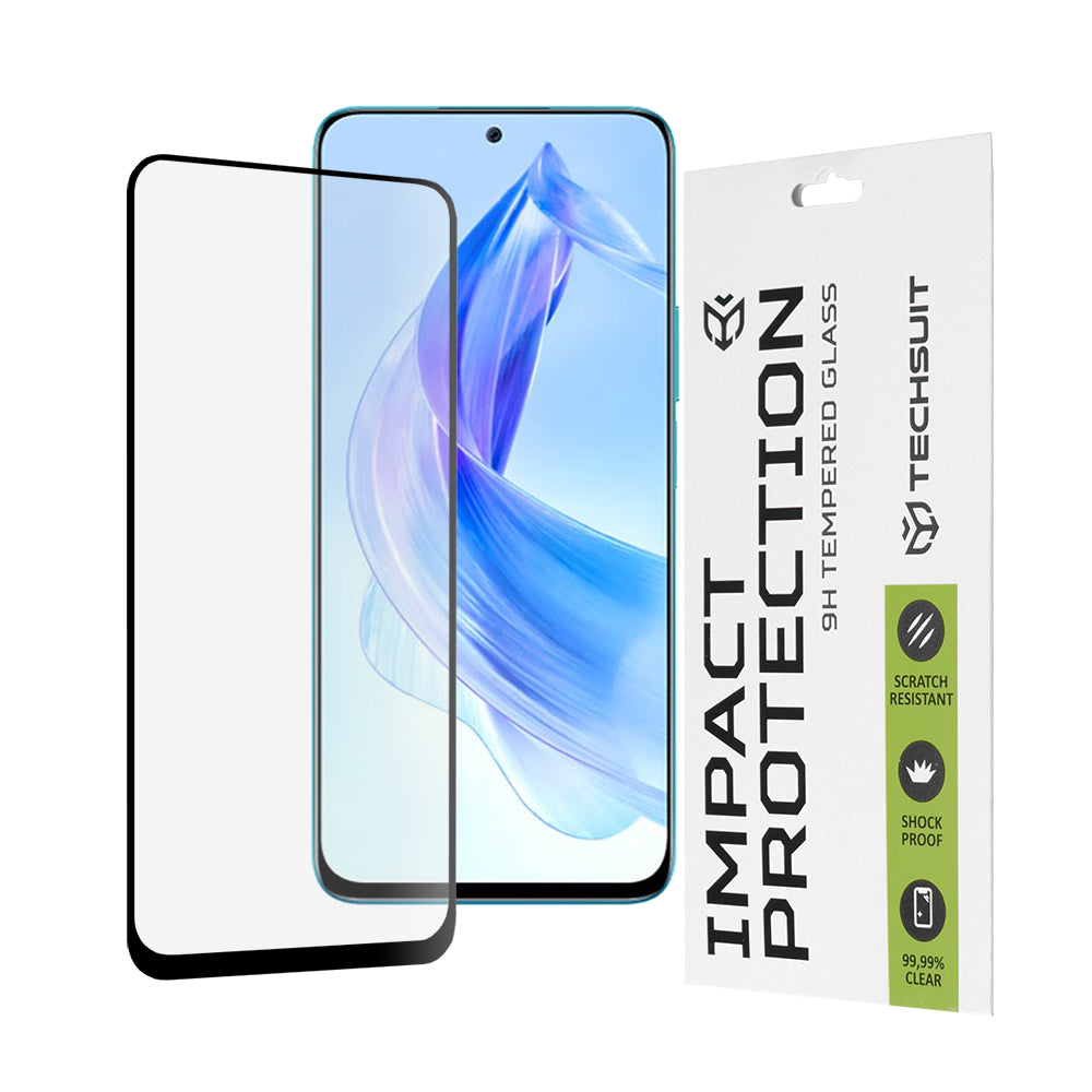 Techsuit képernyővédő fólia Honor 90 Lite-hoz, edzett üveg, teljes ragasztó, 111D, fekete