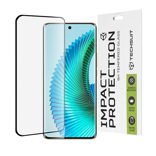 Techsuit képernyővédő fólia Honor Magic6 Lite-hoz, edzett üveg, teljes ragasztó, 111D, fekete