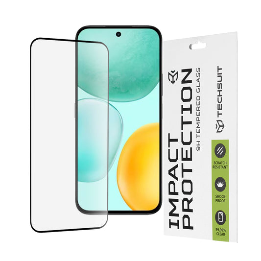 Techsuit képernyővédő fólia Honor X6c-hez, edzett üveg, teljes ragasztó, 111D, fekete