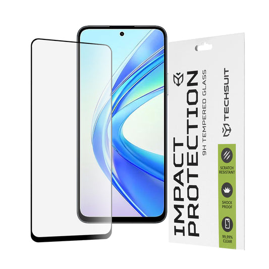 Techsuit képernyővédő fólia Honor X7b 5G / 90 Smart / X7b 4G készülékhez, edzett üveg, teljes ragasztó, 111D, fekete
