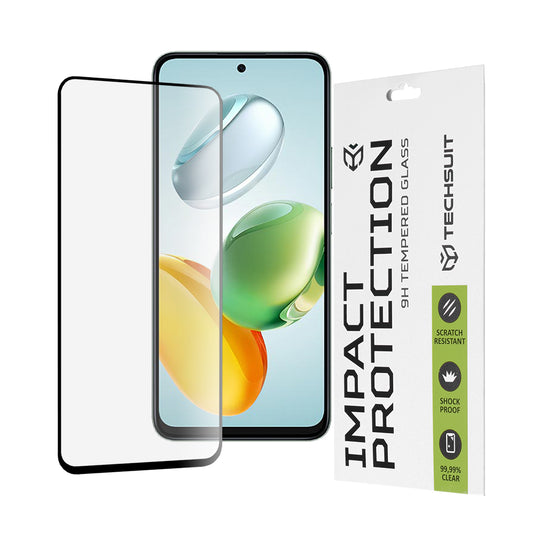 Techsuit képernyővédő fólia Honor X7c / 200 Smart készülékhez, edzett üveg, teljes ragasztó, 111D, fekete