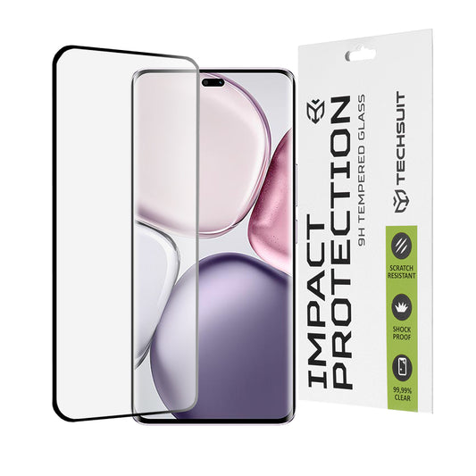 Techsuit képernyővédő fólia Honor X9c / Magic7 Lite készülékhez, edzett üveg, teljes ragasztó, 111D, fekete