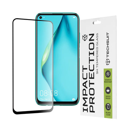 Techsuit képernyővédő fólia Huawei P40 lite 4G / P20 lite (2019) készülékhez, edzett üveg, teljes ragasztó, 111D, fekete
