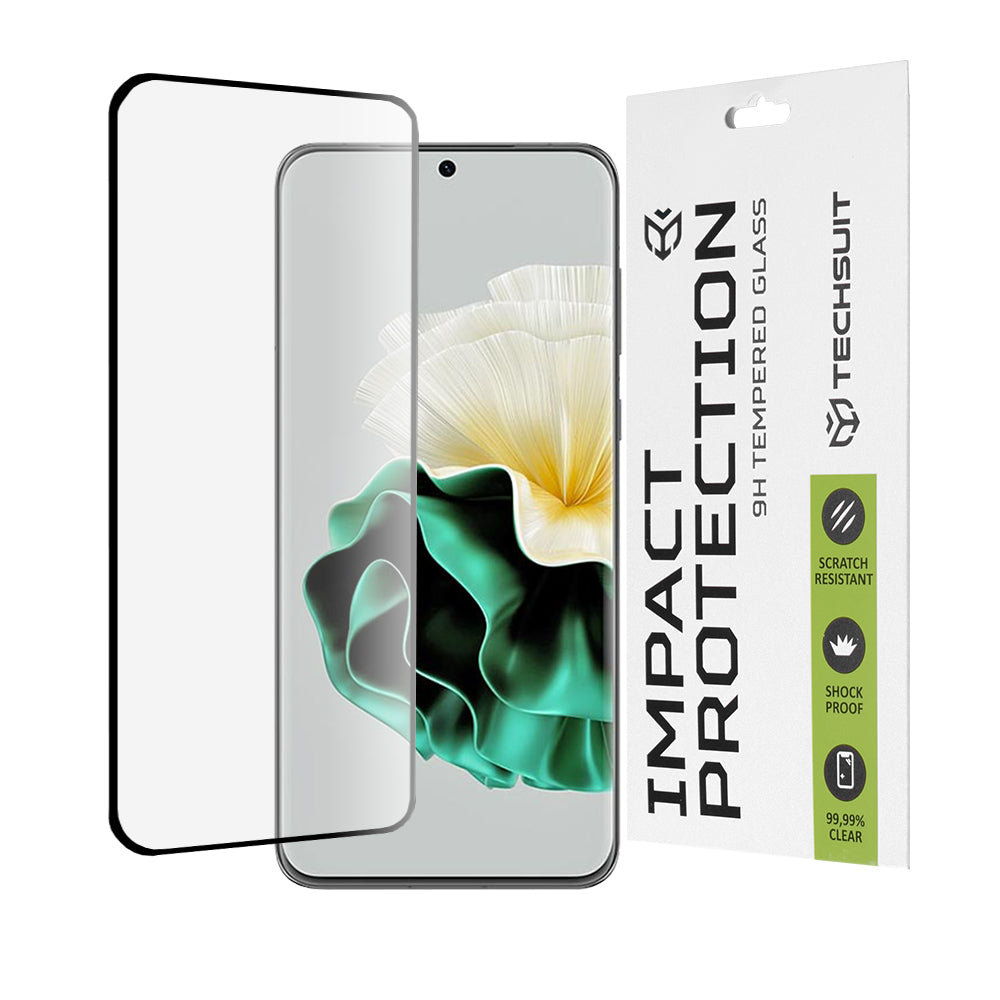 Techsuit képernyővédő fólia Huawei P60-hoz, edzett üveg, teljes ragasztó, 111D, fekete