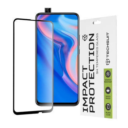 Techsuit képernyővédő fólia Huawei Y9 Prime (2019) / P Smart Z készülékhez, edzett üveg, teljes ragasztó, 111D, fekete