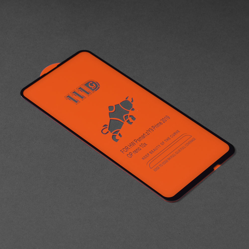 Techsuit képernyővédő fólia Huawei Y9 Prime (2019) / P Smart Z készülékhez, edzett üveg, teljes ragasztó, 111D, fekete