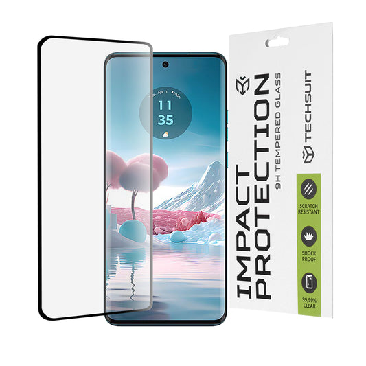 Techsuit képernyővédő fólia Motorola Edge 40 Neo-hoz, edzett üveg, teljes ragasztó, 111D, fekete