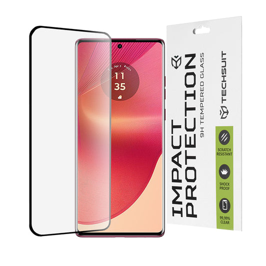 Techsuit képernyővédő fólia Motorola Edge 50 Fusion készülékhez, edzett üveg, teljes ragasztó, 111D, fekete