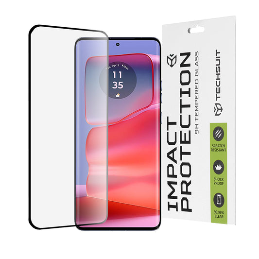 Techsuit képernyővédő fólia Motorola Edge 50 Pro-hoz, edzett üveg, teljes ragasztó, 111D, fekete