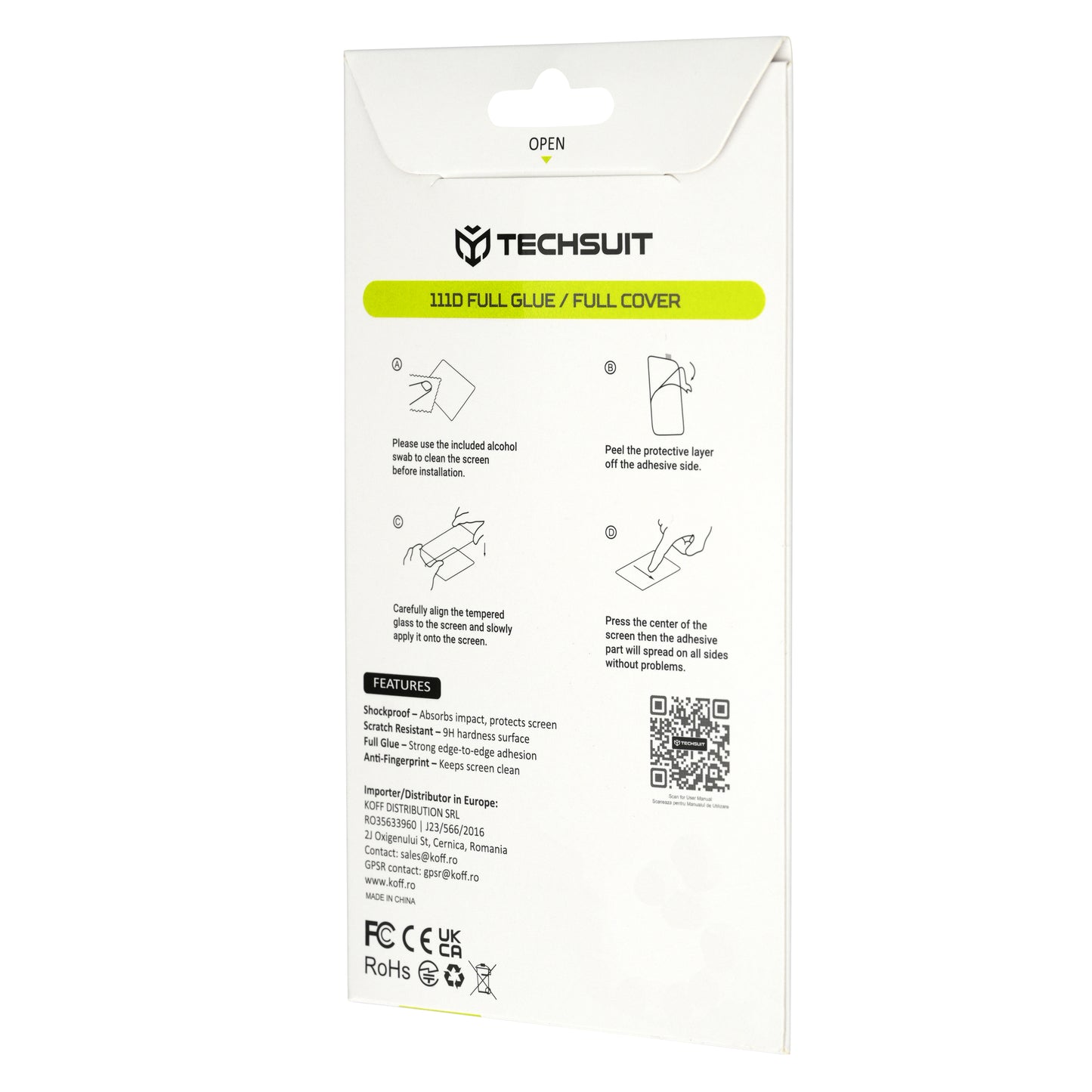 Techsuit képernyővédő fólia Motorola Edge 70 Max-hoz, edzett üveg, teljes ragasztó, 111D, fekete