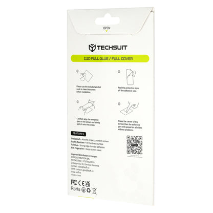 Techsuit képernyővédő fólia Motorola Edge 70 Max-hoz, edzett üveg, teljes ragasztó, 111D, fekete