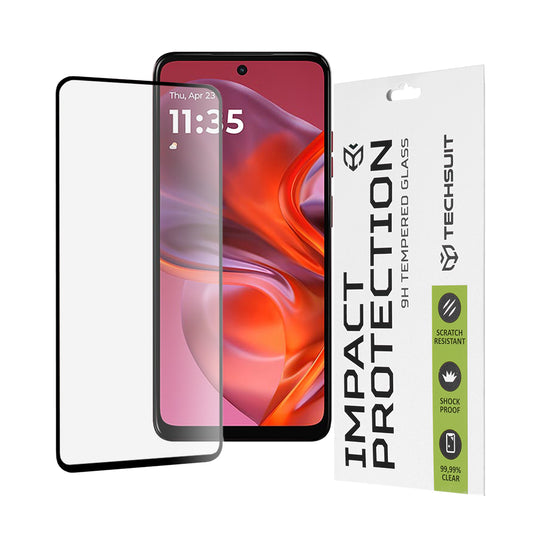 Techsuit képernyővédő fólia Motorola Moto E15 / G05 készülékhez, edzett üveg, teljes ragasztó, 111D, fekete