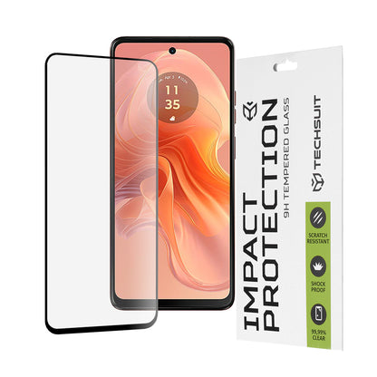 Techsuit képernyővédő fólia Motorola Moto G04s / E14 / G24 Power / G04 / G24 készülékekhez, edzett üveg, teljes ragasztó, 111D, fekete