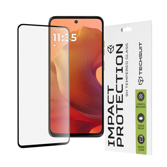 Techsuit képernyővédő fólia Motorola Moto G15 / G15 Power készülékhez, edzett üveg, teljes ragasztó, 111D, fekete